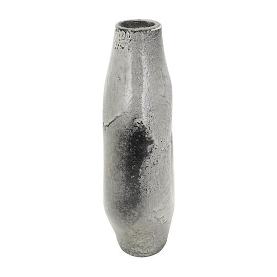 Gray Paper Mache Abstract Circular Vase with Dual Openings